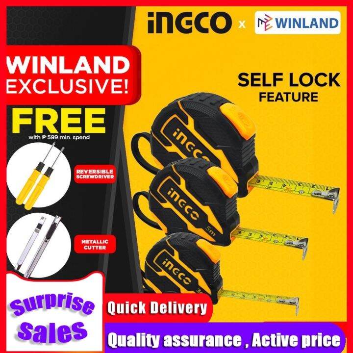 Ingco By Winland New Industrial Steel Self Lock Measuring Tape Meter