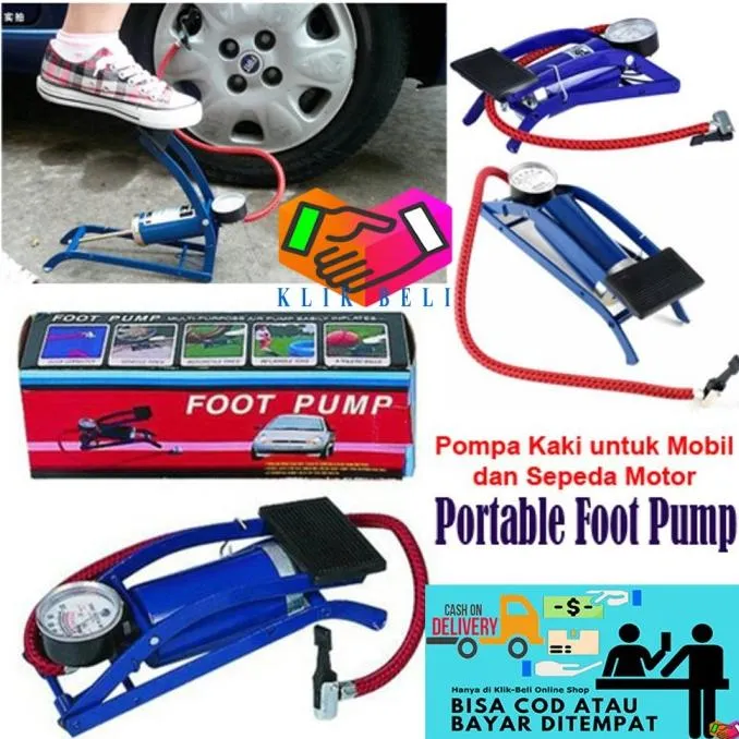 Pompa Kaki Injak Foot Pump Angin Portable Ban Sepeda Motor Mobil