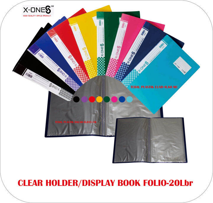 CLEAR HOLDER FOLIO DOCUMENT KEEPER F4 DISPLAY BOOK 20 LEMBAR