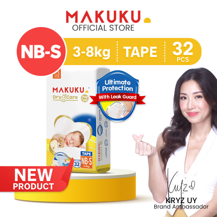 Makuku Dry Care Diaper Tape And Pants Newborn Xxl Soft Quick Dry