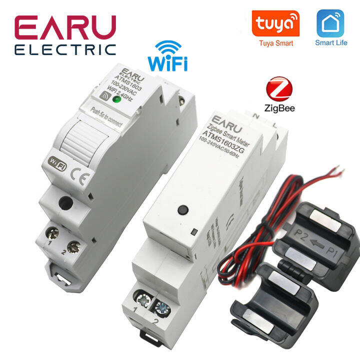 Tuya Smart WiFi Zigbee Electricity KWH Meter Din Rail Single Phase AC