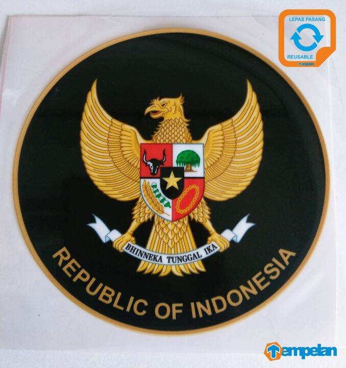 STIKER LEPAS PASANG PREMIUM REPUBLIC OF INDONESIA HITAM TEMPEL DALAM