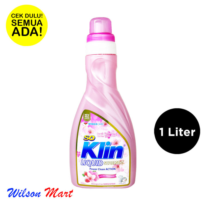 SO KLIN LIQUID 1000 ML 1 LITER BOTOL SAKURA STRAWBERRY SOFTERGENT