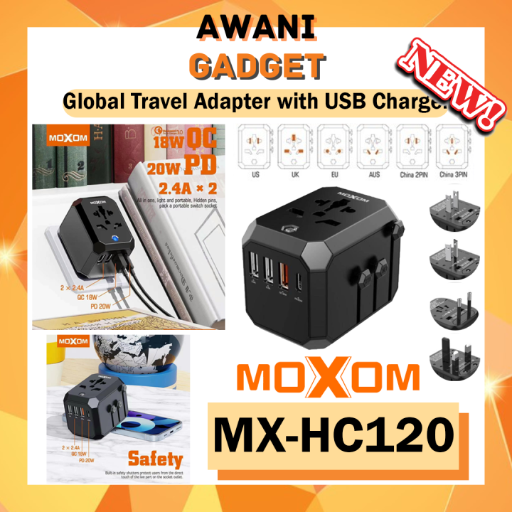 Moxom Mx Hc In Universal Travel Charging Adapter Fast Charging