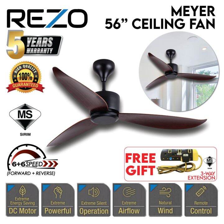 Rezo Meyer Dark Wood Blades Dc Motor Speed Remote Control