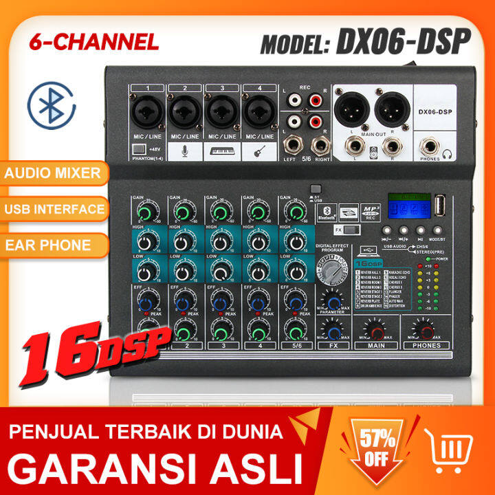 Mixer Audio Profesional DX06 DSP Efek 16DSP Bawaan 6 Saluran Mendukung