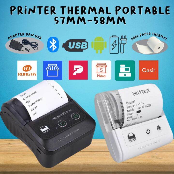 Printer Thermal Bluetooth Mini Portable Mm Untuk Hp Android Bisa