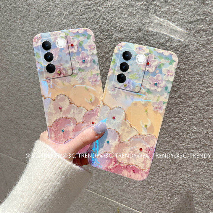 Casing Ponsel HP VIVOV27 VIVO Y02A V27e V27 Pro 5G Casing Mewah Vintage