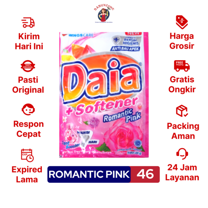 Deterjen Bubuk Daia Softener Romantic Pink Sachet Renceng Gr