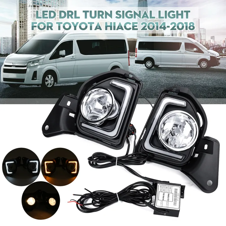 Pair Led Drl Daytime Running Lights Fog Lamps For Toyota Hiace Grandia