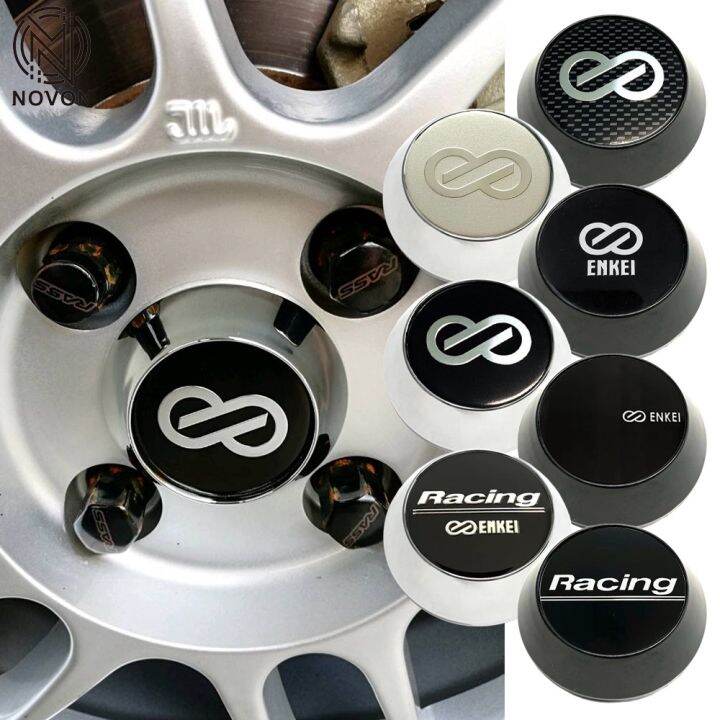 1pc 60mm ENKEI Logo BLACK SILVER Sticker Car Modified Wheel Center