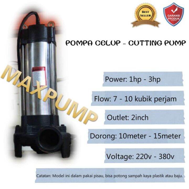 MAXPUMP Pompa Celup Air Kotor AS 1 85 220V Dalam Pakai Pisau 1phase