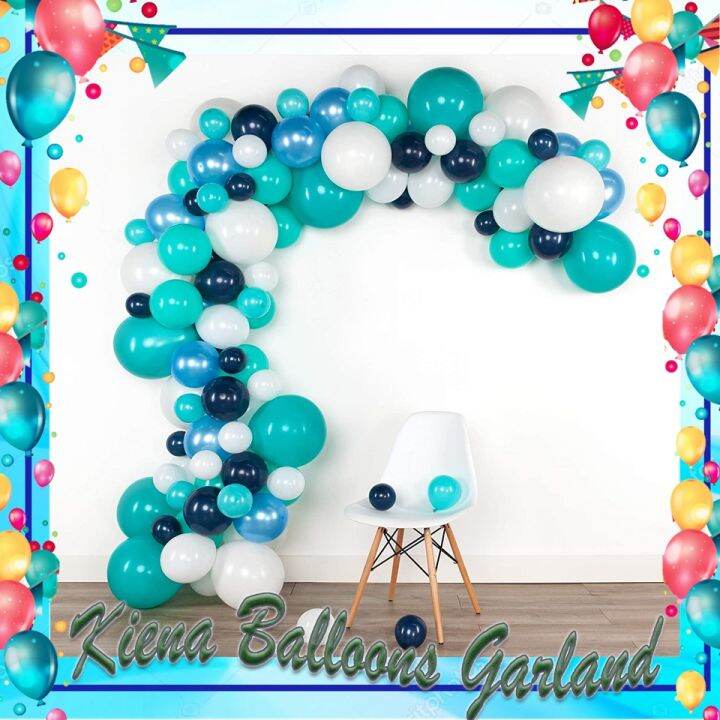 Kiena Ft Balloon Arch Garland Kit Balloons Blue White