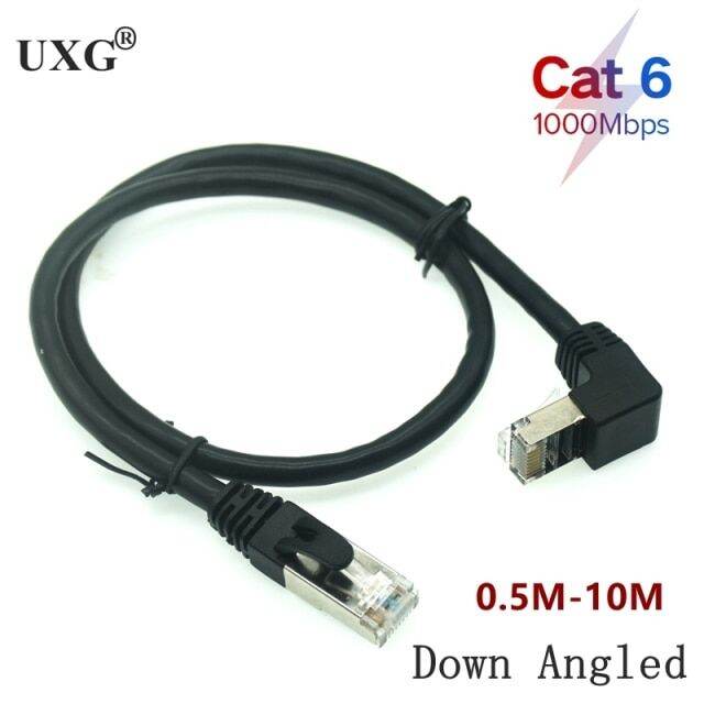 10m 8m 5m 3m 1m Rj45 Cable 26awg Cat6 Utp Side Angled L Shape Rj45