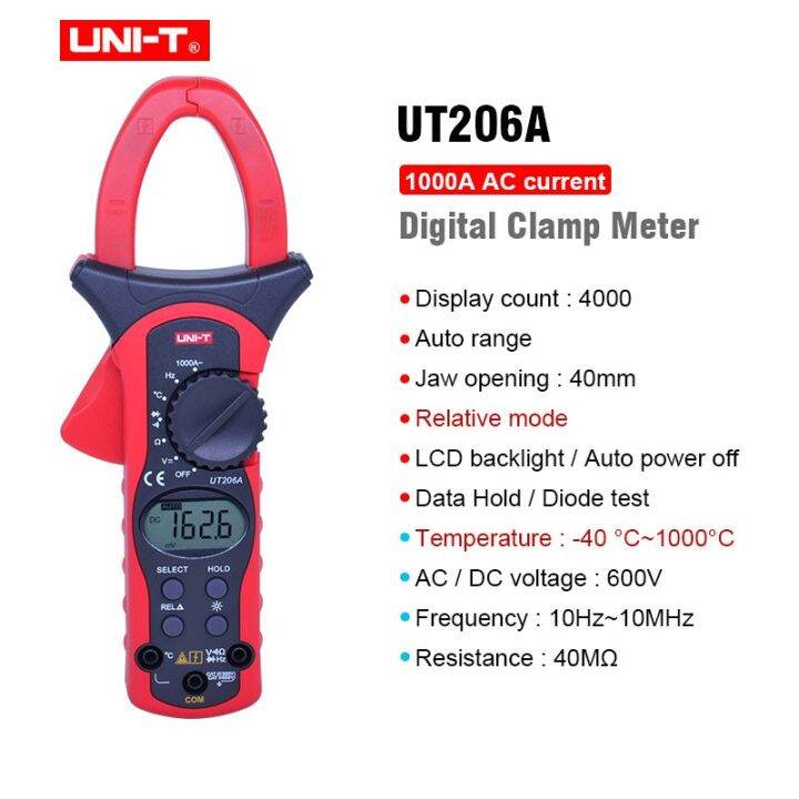 UNIT UT205A UT206A Auto Range 1000A Digital Clamp Meters Multimeters