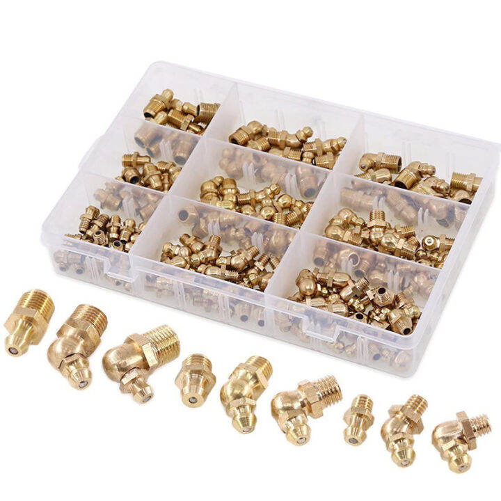 145 Pcs Metric Standard Brass Hydraulic Grease Fitting Assortment Kit