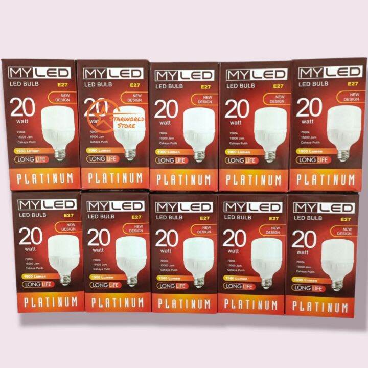 Paket 10 Pcs MYLED Platinum Lampu Bohlam LED Bulb Jumbo 5W 10W 15W