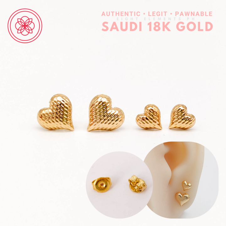 Cod Pawnable Original K Earrings Legit Real Saudi Gold Frosted Heart