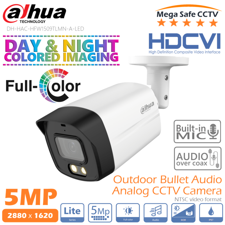 Dahua DH HAC HFW1509TLMN A LED 5MP Full Color Audio Outdoor Bullet CCTV