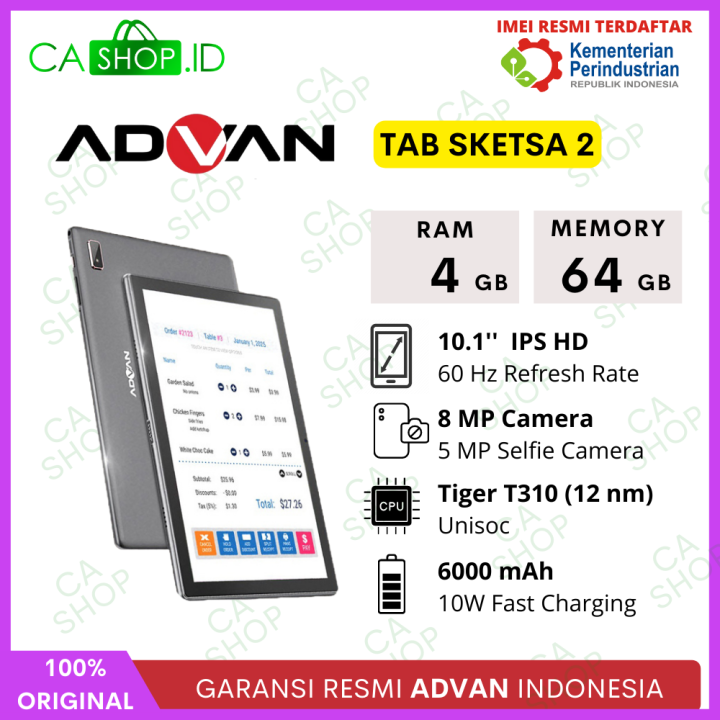 Advan Tab Sketsa 2 4GB 64GB 4 64 T310 New Original Garansi Resmi