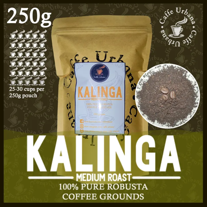 Kalinga Medium Roast Pure Premium Robusta Coffee Grounds By Caffe