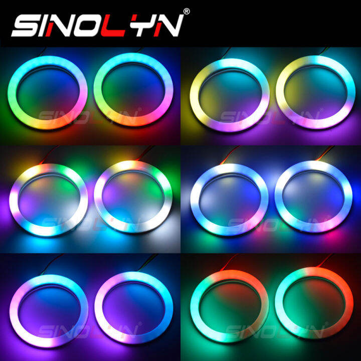 Sinolyn 95mm RGB Halo Rings Bluetooth Dynamic Angel Eyes LED Cotton