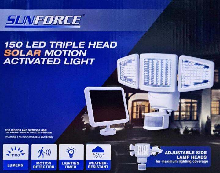 SunForce 150 LED Triple Head Solar Motion Activated Light Lazada PH