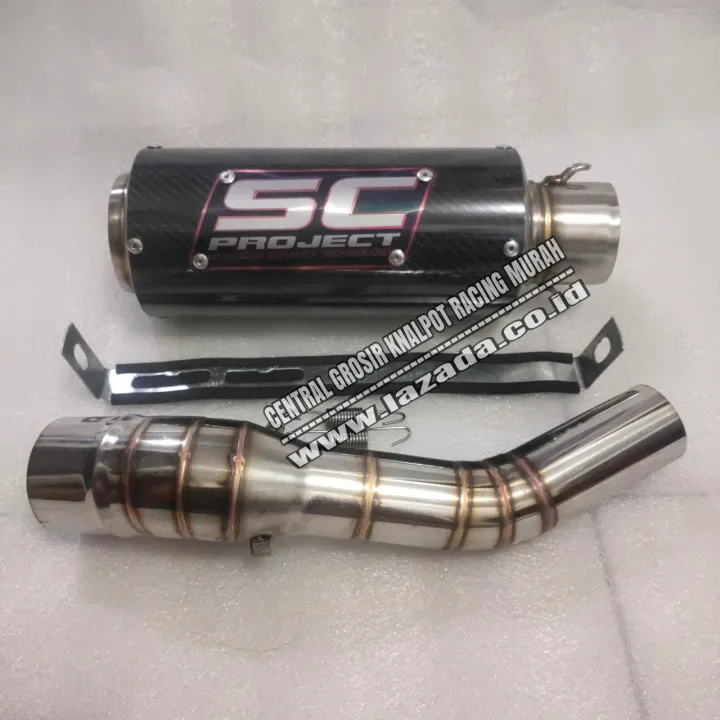 KNALPOT RACING SC PROJECT BLACK CARBON SILENCER PLUS SLIP ON UNTUK NEW