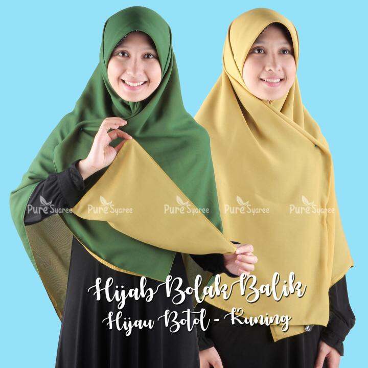 Hijab Kerudung Segi Empat Hijab Syari Bolak Balik Pure Syaree Hijau