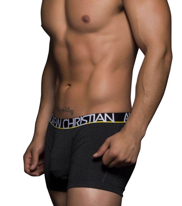 ANDREW CHRISTIAN Almost Naked Tagless Cotton Boxer BLACK Lazada