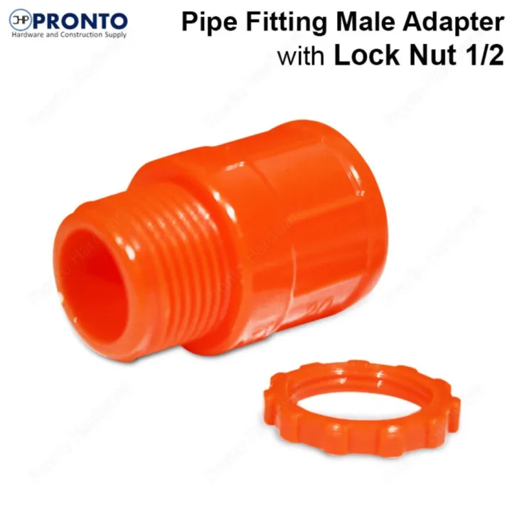 Pcs Pvc Pipe Fitting Male Adapter With Lock Nut Orange Lazada Ph