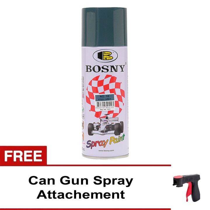 Bosny Spray Paint No Steel Grey Ordinary Color With Can Gun Bundle