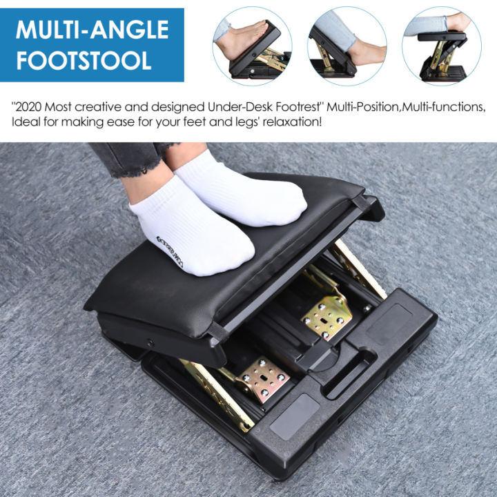 Adjustable Footrest With Removable Soft Foot Rest Pad MaxLoad 120Lbs