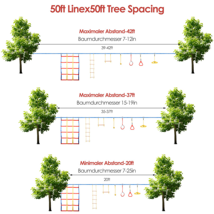 นินจานักรบอุปสรรคเกี้ยงสำหรับเด็ก-50ftslackline-ชุดนินจานักรบอุปกรณ์ฝึกสำหรับผู้ใหญ่-แหวนนินจา-เชือกปีนเขาและตาข่ายสินค้าปีนเขา