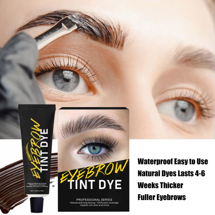 Eyelash Eyebrow Tint Kit Semi Permanent Brow Dye Tattoo Cream With Brush Kit Waterproof Long
