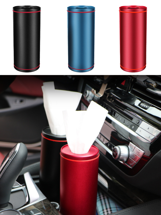 Car Tissue Box Holder Frosted Aluminum Alloy Cup Holder Paper Towel Holder  Auto Interior Accessories