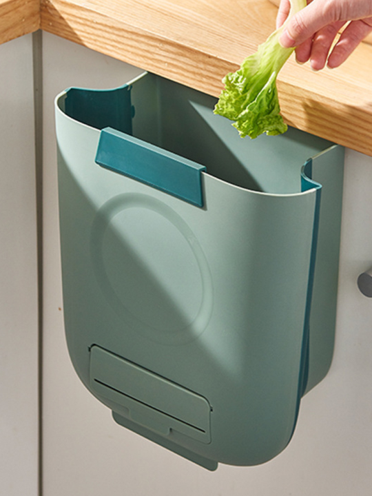 ถังขยะพับได้-ถังขยะติดผนังประตูตู้ครัวพับเก็บได้ตะกร้ากระดาษใช้ในบ้านแบบสร้างสรรค์
