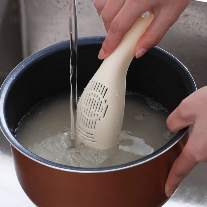 taomi-artifact-ช้อนอเนกประสงค์พร้อมแผ่นระบายน้ำเพื่อล้างข้าวติดครัวไม่เจ็บมือเครื่องซักผ้าข้าว