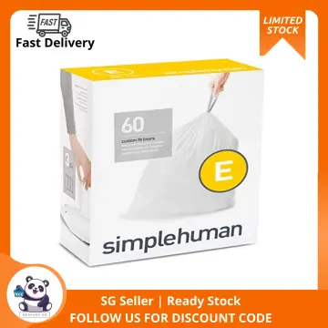 Simplehuman 10l-12l 60ct Code C Custom Fit Trash Bags Liner White
