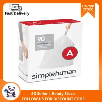 simplehuman Code A Custom Fit Drawstring Trash Bags in Dispenser Packs, 30  Count, 4.5 Liter / 1.2 Gallon, White