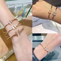 【wsf
】ชุบสร้อยข้อมือเนื้อเงินสเตอร์ลิง18K สีโรสโกลด์เพชรสีขาว Fridillaria กำไลข้อมือแบบเปิดส่งไปให้แฟนสาว