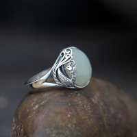 【wsf
】แหวนแหวนนกฟีนิกซ์สีเงินหยก Hetian แบบย้อนยุคสำหรับผู้หญิงแหวนเปิดทำด้วยนิ้วชี้แบบ S925หยกของขวัญวาเลนไทน์