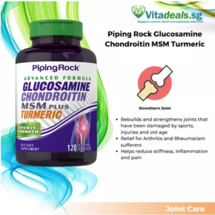 Piping Rock Glucosamine Chondroitin MSM Turmeric Double Strength, 120