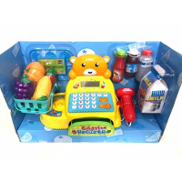 ?สินค้าขายดี? TOY Cash Register ของเล่นเด็ก เครื่องเก็บเงิน (แคชเชียร์) จำลอง + ตระกร้า และสินค้าจำลอง ##ของเล่นเด็ก รถ ของสะสม หุ่นยนต์ ตุ๊กตา ของขวัญ เด็ก โมเดล ฟิกเกอร์ Toy Figure Model Game