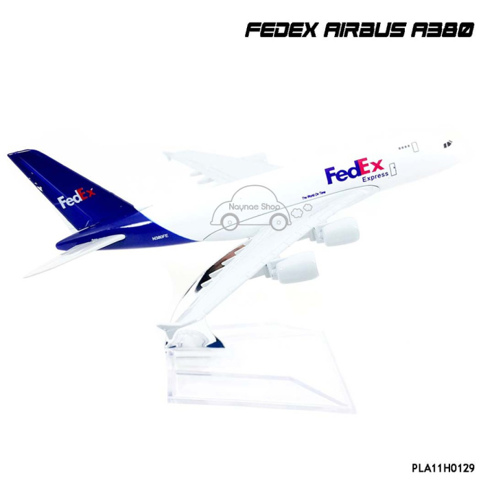 สีสันสวยงามสดใส-ของเล่น-ถูก-โมเดลเครื่องบิน-fedex-airbus-a380-16-cm-เครื่องบินเหล็ก-จำลองพร้อมฐานตั้งโชว์-ถูกที่สุด-ลด-30