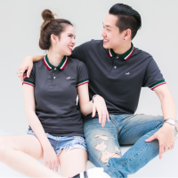 เสื้อโปโลบลูตัส Bulltus Brand สีเทาดินปกเขียว รุ่นปก 3tone เก็บเงินปลายทางได้