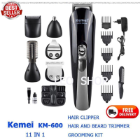 PIJ บัตตาเลี่ยน Kemei รุ่น KM-600 SUPER GROOMING KIT (11 IN 1) ตัดผมชายแบบไร้สาย  ตัดผมเด็ก  ตัดแต่งผมบุ แบตตาเลี่ยน  ปัตตาเลี่ยน