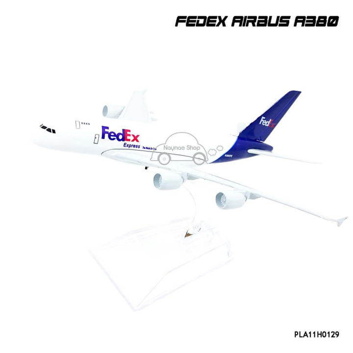 สีสันสวยงามสดใส-ของเล่น-ถูก-โมเดลเครื่องบิน-fedex-airbus-a380-16-cm-เครื่องบินเหล็ก-จำลองพร้อมฐานตั้งโชว์-ถูกที่สุด-ลด-30