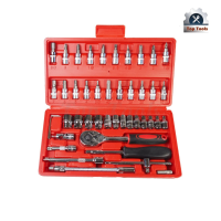 YI ชุดเครื่องมือช่าง ชุดเครื่องมือ ประแจ ชุดบล็อก 46 ชิ้น ขนาด 1/4 Socket Set ประแจ  ไขควง