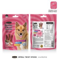 GPE ขนมสุนัข Goodies Spiral Twist Sticks   ขนมขัดฟันสุนัข บำรุงขนบำรุงสมอง ลดกลิ่นมูล 450กรัม ( แพ็ค 1 ถุง ) ขนมหมา  สำหรับสุนัข